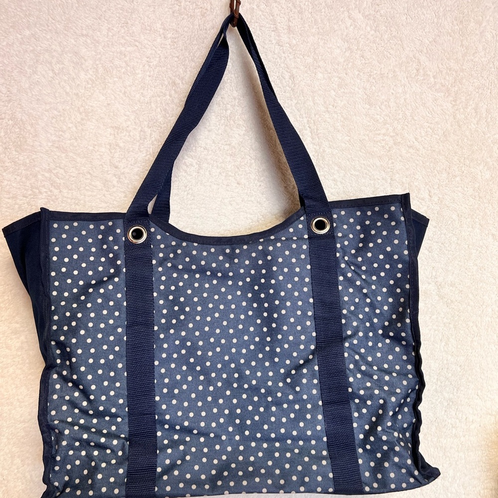 Thirty-One Navy and White Polka Dot Tote - Picture 4 of 7